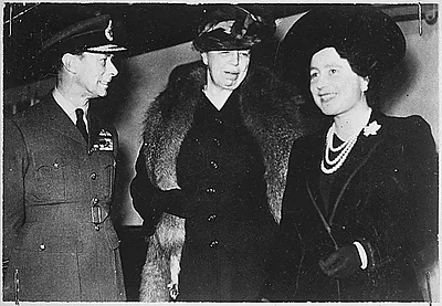 Eleanor Roosevelt, King George VI, Queen Elizabeth in London, England