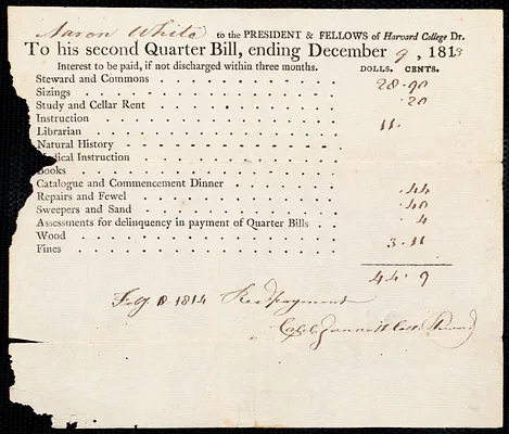 Harvard bill for Aaron White