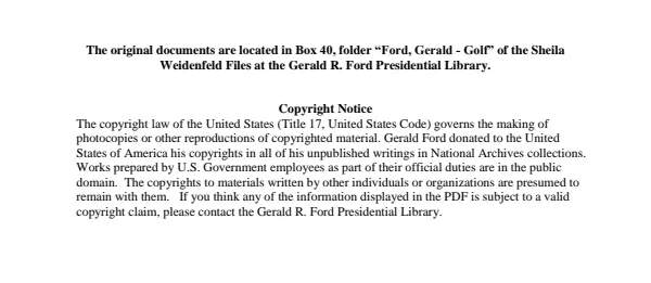 Ford, Gerald - Golf