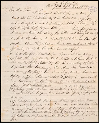 Letter from Henry Brewster Stanton, New York, to Amos Augustus Phelps, Sept 23. 1837
