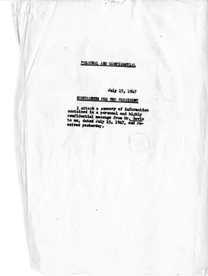 Memorandum for the President, with Attachment