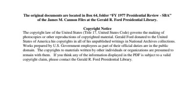 FY 1977 Presidential Review - SBA