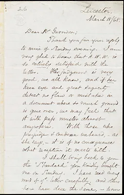 Letter from Samuel May, Jr., Leicester [Mass.], to William Lloyd Garrison, March 18 / [18]68