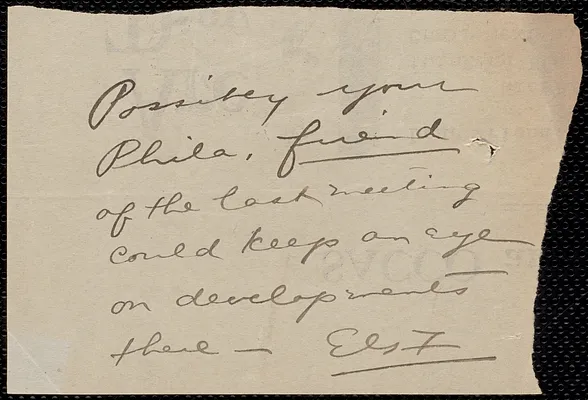[Elizabeth Gurley Flynn] autograph note signed, [November 1921?]