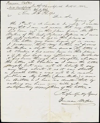 Letter from Freeman Walker to Amos Augustus Phelps, 1842 Oct[ober] 11