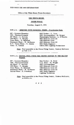 Press pools, Tuesday, August 17, 1976 [Pool Assignments]
