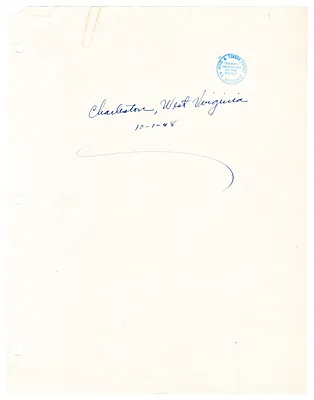 Reading Copy, Speech of President Harry S. Truman, Charleston, West Virginia