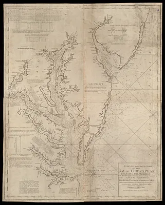 A new and accurate chart of the Bay of Chesapeak including Delaware Bay with all the shoals, channels, islands, entrances, soundings, & sailing marks as far as the navigable part of the rivers Patowmack Patapsco & N. East