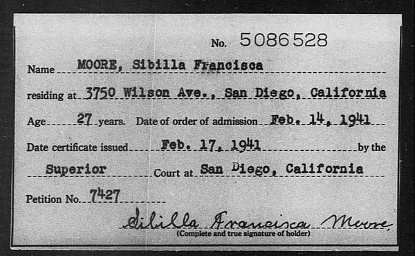 Moore, Sibilla Francisca - 1941