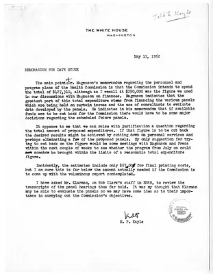 Memorandum from Milton P. Kayle to David Stowe with Attachment and Related Material