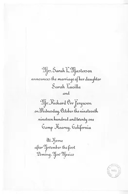 Wedding Announcement of Sarah L. Masterson and Richard O. Ferguson