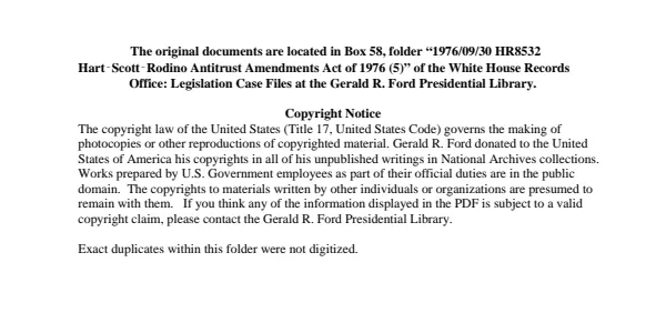 1976/09/30 HR8532 Hart-Scott-Rodino Antitrust Amendments Act of 1976 (5)