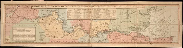 Bowles's new map of the River Thames, from it's spring in Gloucester-shire, to it's influx into the sea