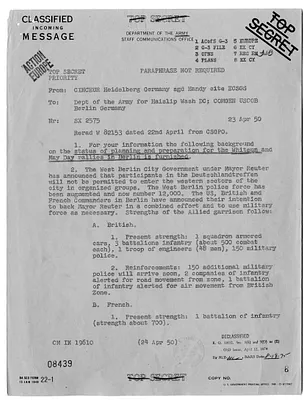 Message from General Thomas Handy to General Wade Haislip