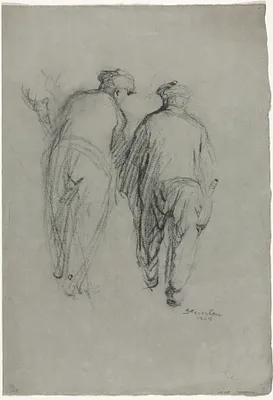 Two Men Working, Rear View