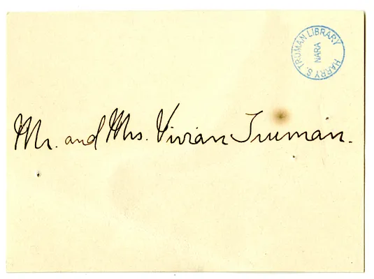 Wedding Gift Card from Luella and J. Vivian Truman