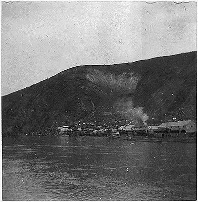 Unidentified town along a river.