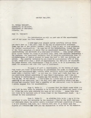 Letters Sent to Dr. Herman Schlundt, October 2, 1928