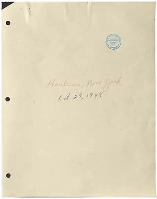 Reading Copy of Speech by President Harry S. Truman at Harlem, New York