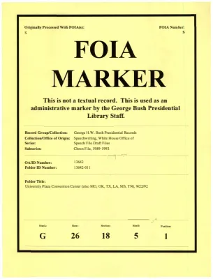 University Plaza Convention Center (also MO, OK, TX, LA, MS, TN), 9/22/92