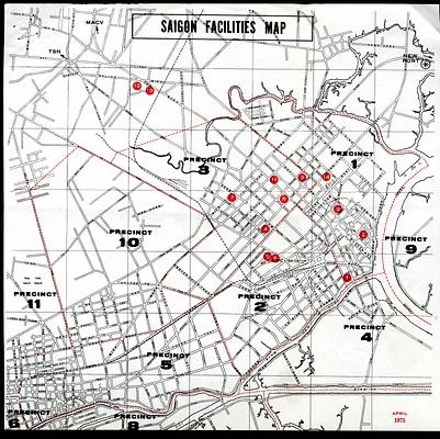 Map of Assembly Points for Emergency Conditions for American Personnel in Saigon, South Vietnam