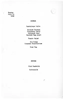 White House Dinner and Supper Menu
