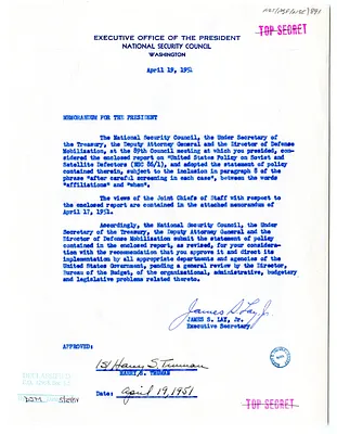 Memorandum from James S. Lay, Jr. to President Harry S. Truman