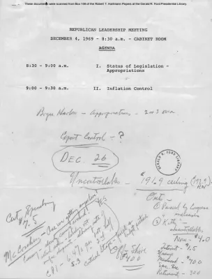 White House - Congressional Leadership Meeting, 12/4/69 (includes minutes)