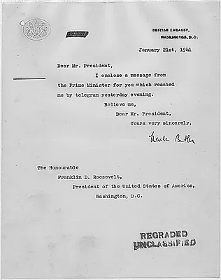 Neville Butler to Franklin D. Roosevelt