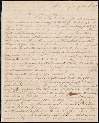 Sophia Willard Dana Ripley autograph letter signed to John Sullivan Dwight, [Brook Farm], March 14, [1846]