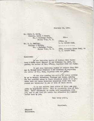 Letters Sent to Edwin F. Smith, E.A. Markley, February 24, 1933