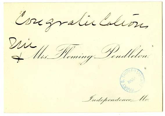 Wedding Gift Card from Mr. and Mrs. Fleming Pendleton