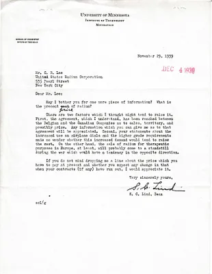 Letters Received to C.B. Lee, November 29, 1939