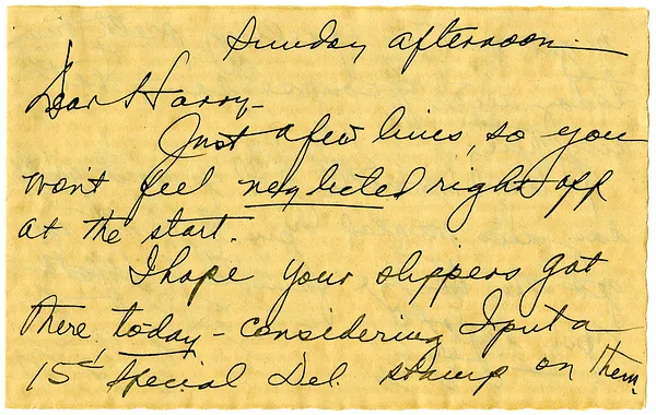 Letter from Bess W. Truman to Harry S. Truman
