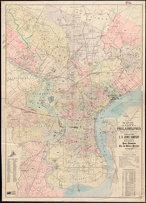 New map of the city of Philadelphia from the latest city surveys