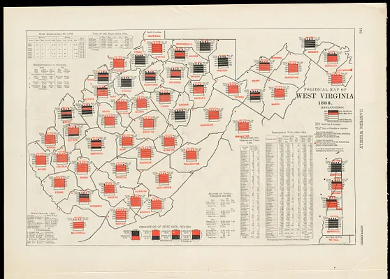 Political map of West Virginia 1888