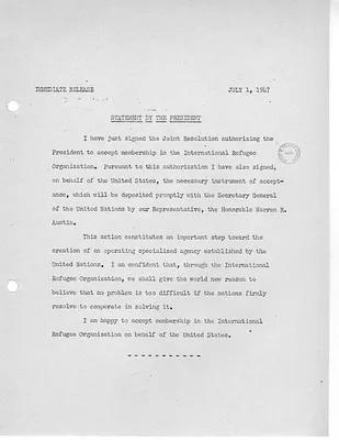 Press Release, Statement by the President