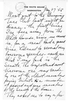 Handwritten Note from Harry S. Truman