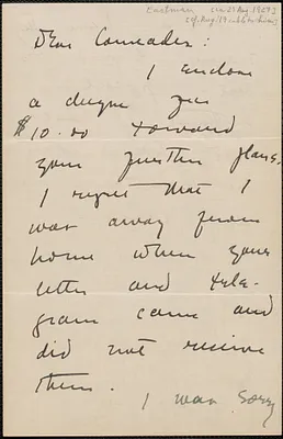 Max Eastman autograph letter signed to Sacco-Vanzetti Defense Committee, approximately [August 21, 1927]