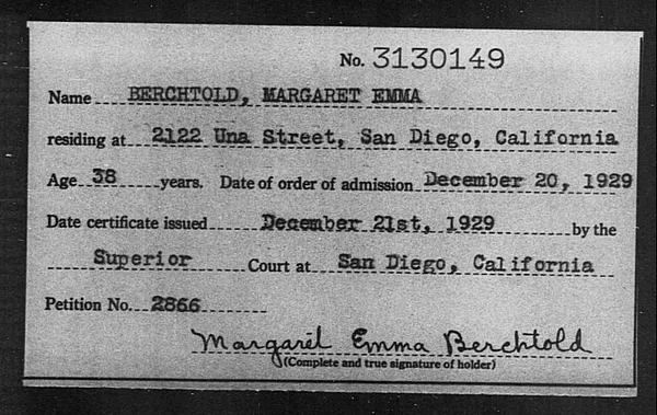 Berchtold, Margaret Emma - 1929