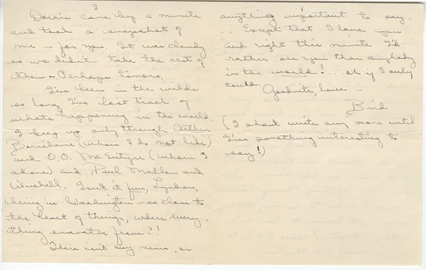 Letter from Lady Bird Taylor to Lyndon Johnson