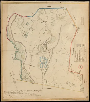 Plan of Harvard made by Silas Holman, dated 1830