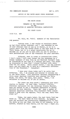 Remarks of the President to the Association of American Editorial Cartoonists, the State Floor [Ford Speech or Statement]
