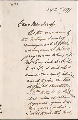 Letter from Charles C. Perkins to Francis H. Jenks, 1879 October 21