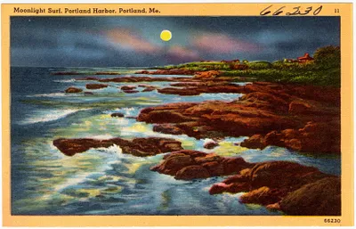 Moonlight surf, Portland Harbor, Portland, Me.