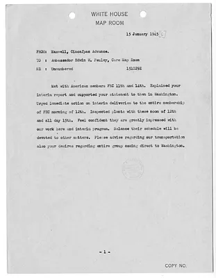 Cable from H. D. Maxwell to Edwin Pauley