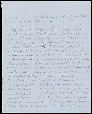 Letter from Benjamin Chase, Auburn, NH, to William Lloyd Garrison, July 15, 1860