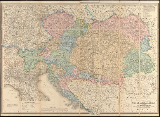 General-strassen & ortskarte des Österreichisch-Ungarischen Reiches nebst ganz süd-west-Deutschland einem grossen theile von nord-Italien, der Schweiz der Türkei und der übrigen angrenzenden länder