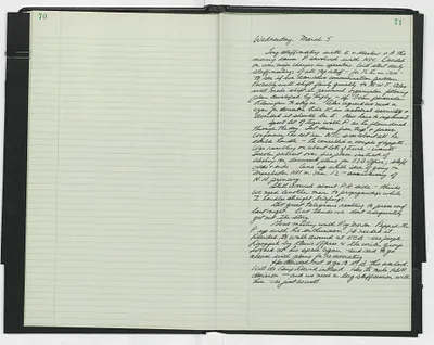 Handwritten journal entry for March 5, 1969