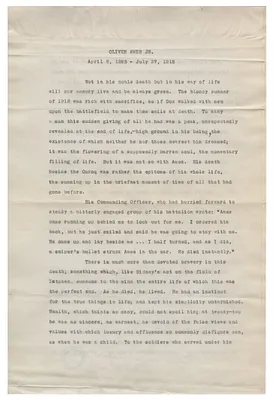 Oliver Ames, Jr., April 8, 1895-July 27, 1918